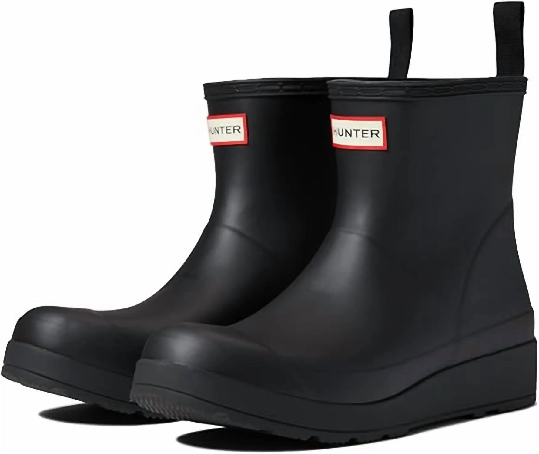 Women's Play Short Backstrap Rain Boot In Black/white
