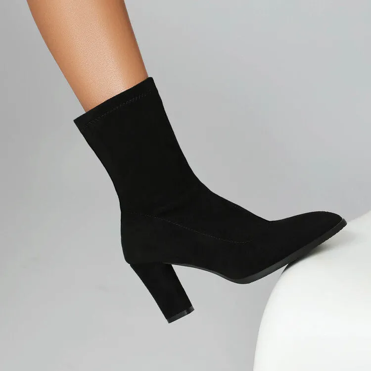 Women's Pointed Toe High Heel Short Boots