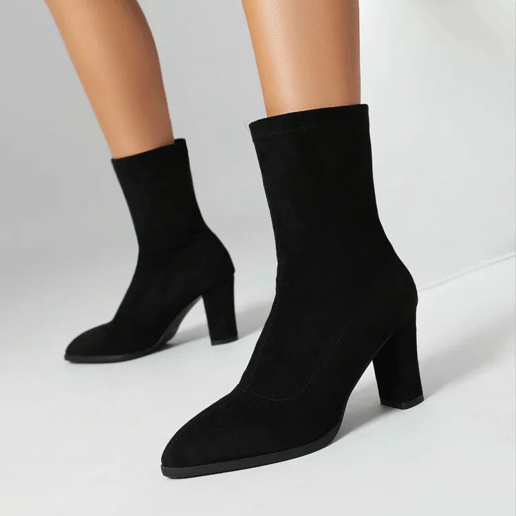 Women's Pointed Toe High Heel Short Boots