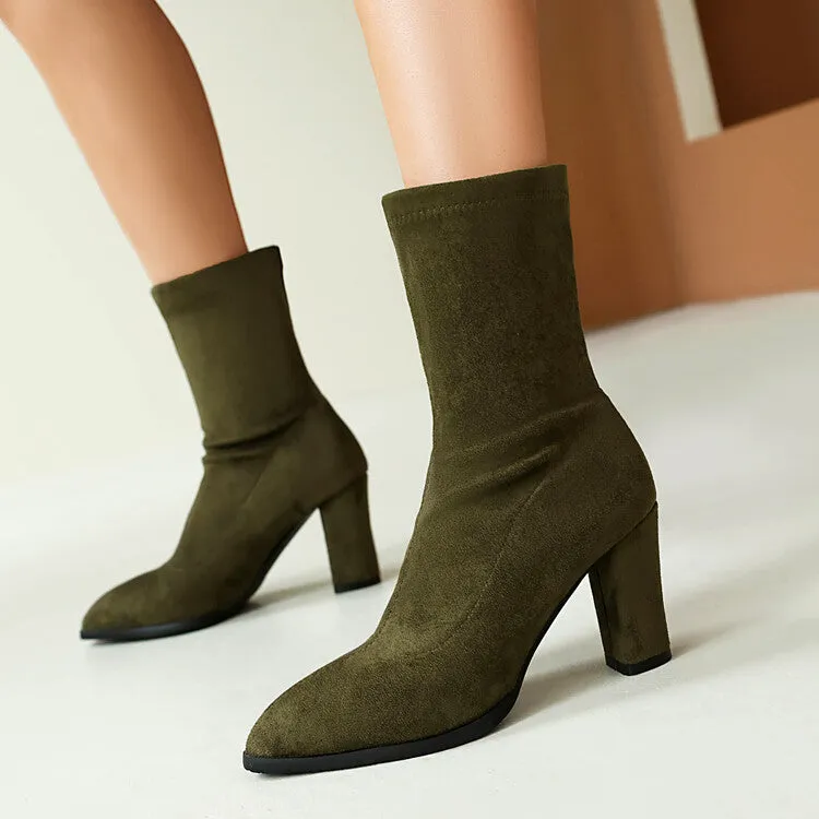 Women's Pointed Toe High Heel Short Boots