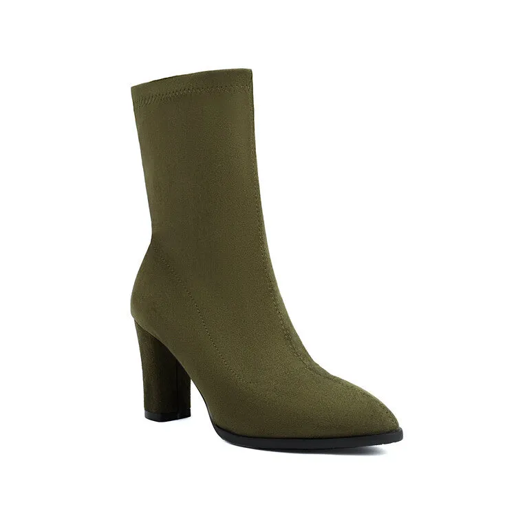 Women's Pointed Toe High Heel Short Boots