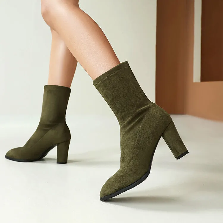 Women's Pointed Toe High Heel Short Boots