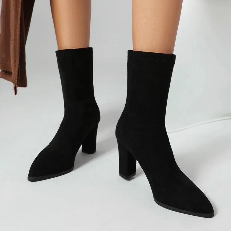 Women's Pointed Toe High Heel Short Boots