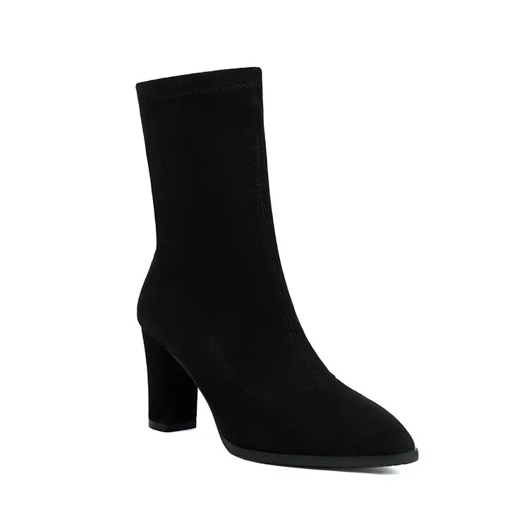 Women's Pointed Toe High Heel Short Boots