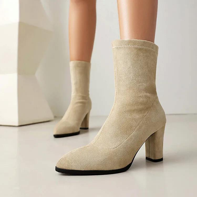 Women's Pointed Toe High Heel Short Boots