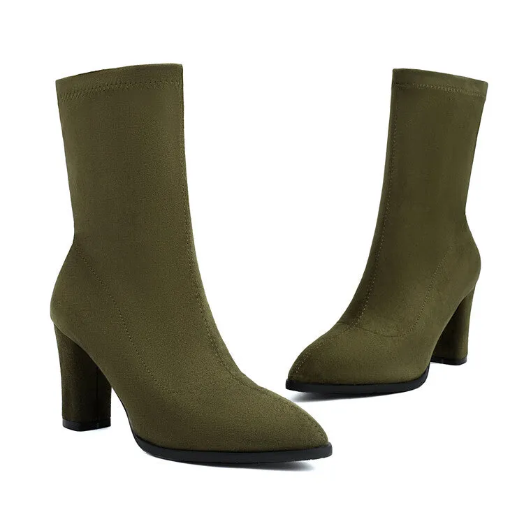 Women's Pointed Toe High Heel Short Boots