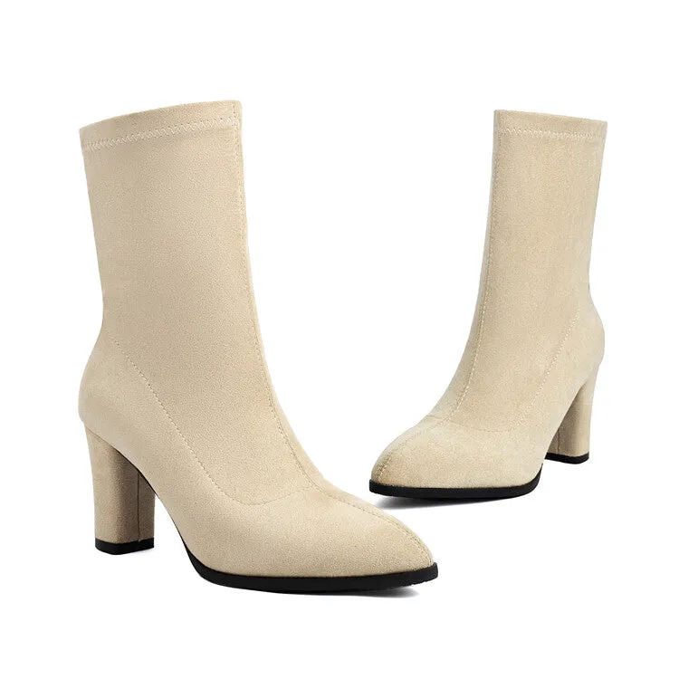 Women's Pointed Toe High Heel Short Boots