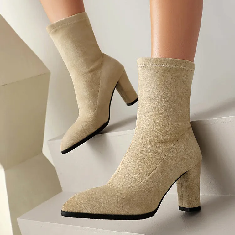 Women's Pointed Toe High Heel Short Boots