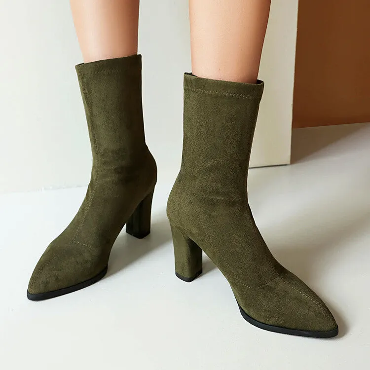 Women's Pointed Toe High Heel Short Boots