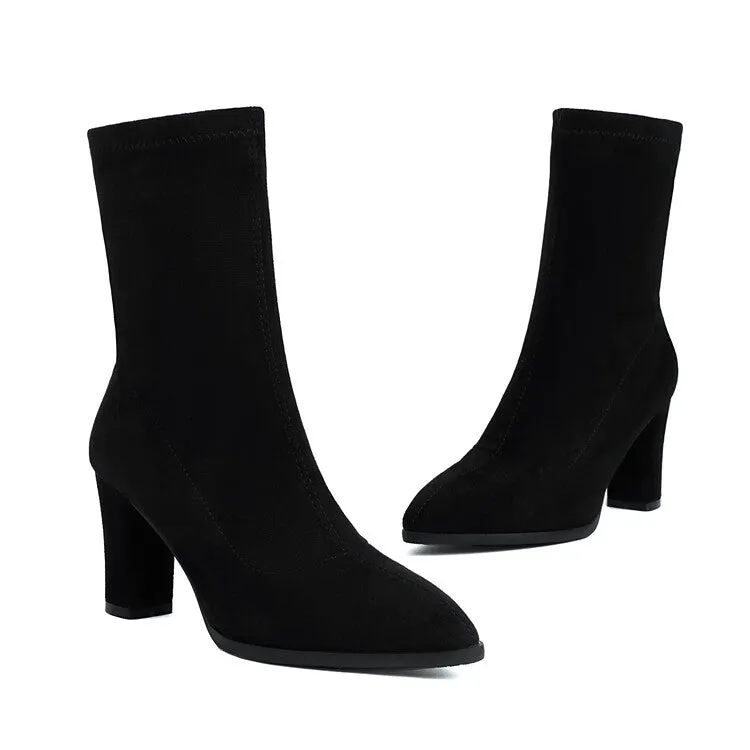Women's Pointed Toe High Heel Short Boots