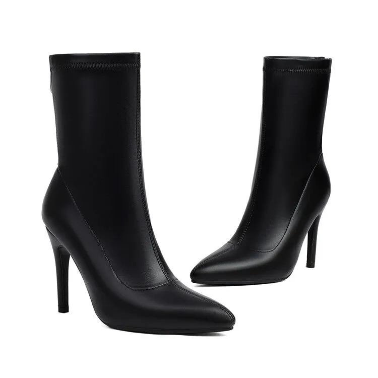 Women's Pointed Toe Stiletto Heel Short Boots