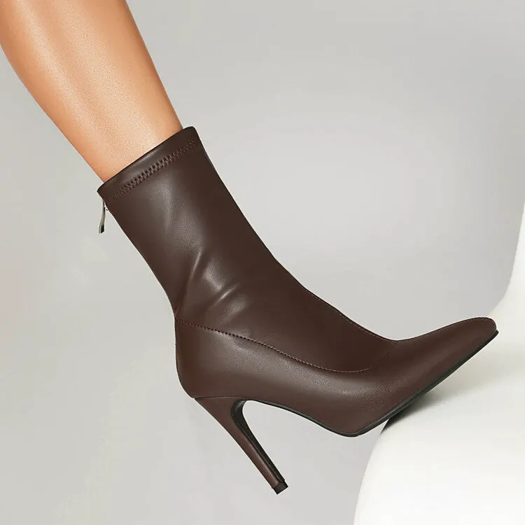 Women's Pointed Toe Stiletto Heel Short Boots
