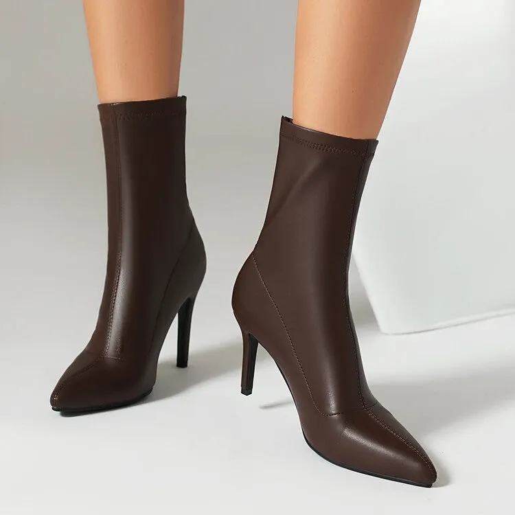 Women's Pointed Toe Stiletto Heel Short Boots