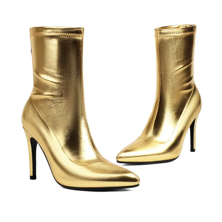 Women's Pointed Toe Stiletto Heel Short Boots