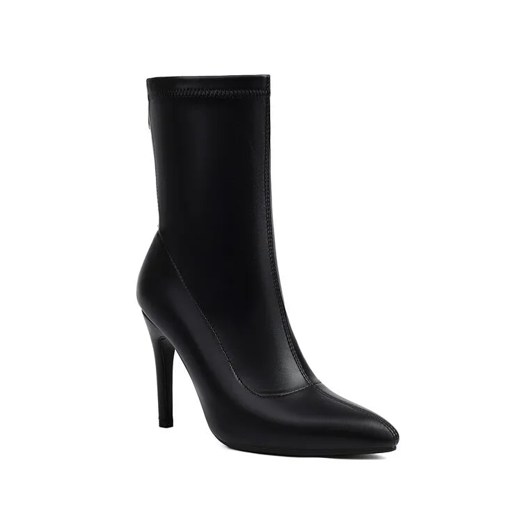 Women's Pointed Toe Stiletto Heel Short Boots
