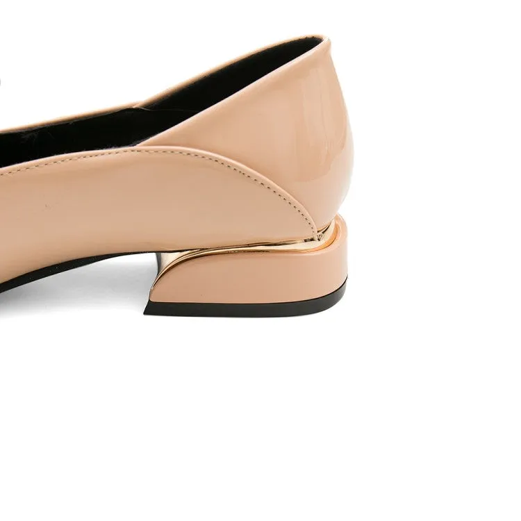 Women's Pumps Pu Leather Square Toe Metal Buckles Lace Puppy Heel Shoes