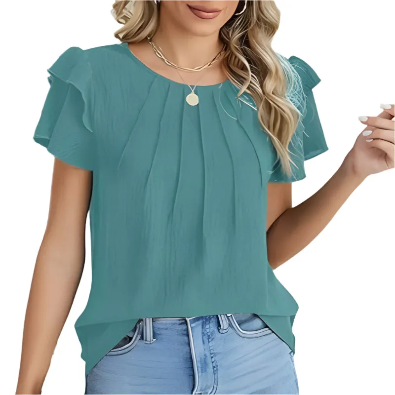Women's Ruffle Short Sleeve Shirts