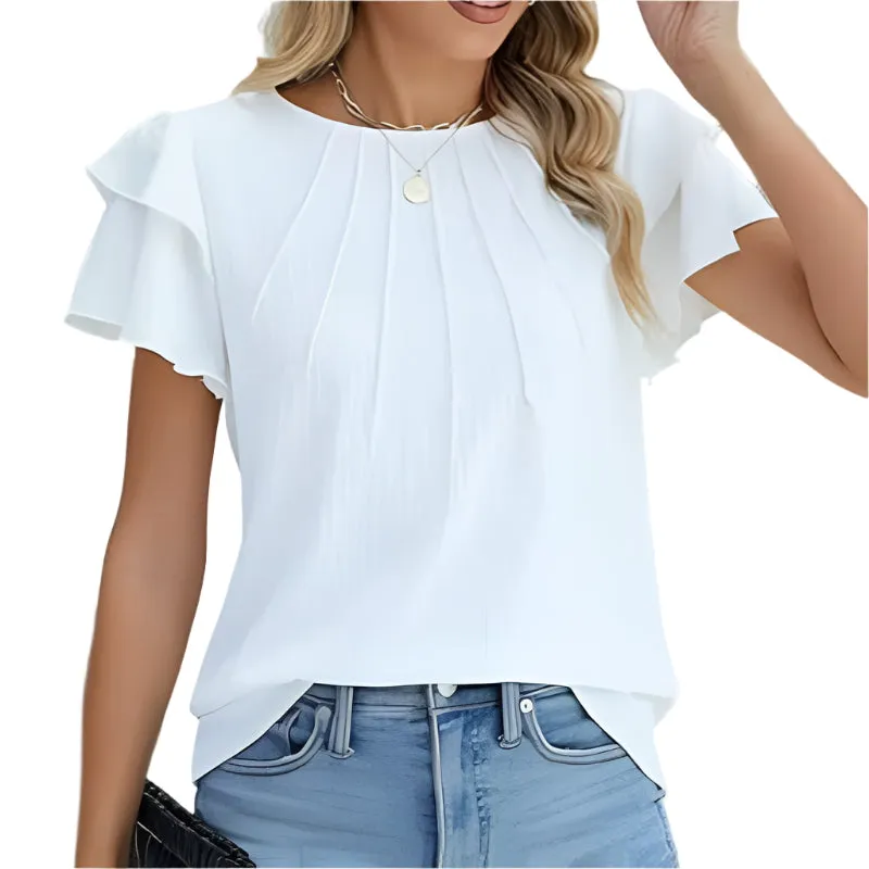 Women's Ruffle Short Sleeve Shirts