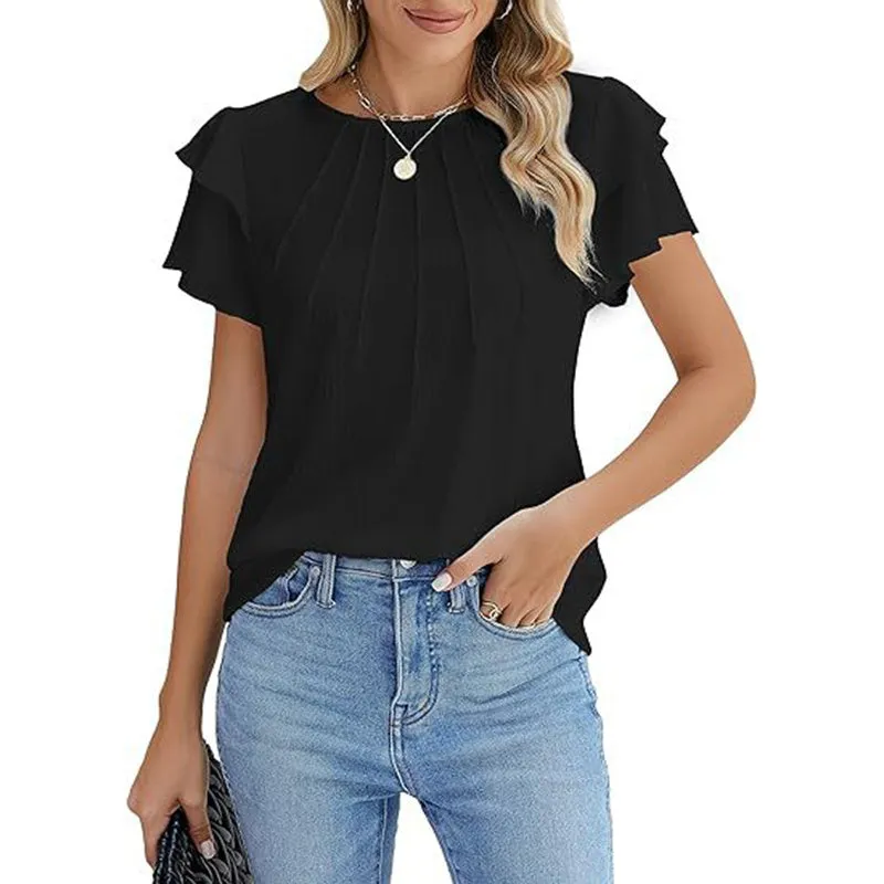 Women's Ruffle Short Sleeve Shirts
