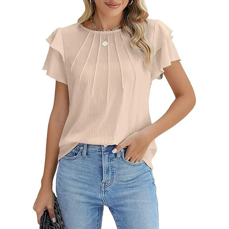 Women's Ruffle Short Sleeve Shirts