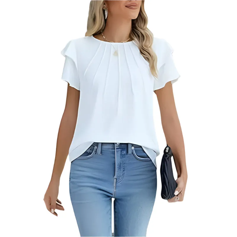 Women's Ruffle Short Sleeve Shirts