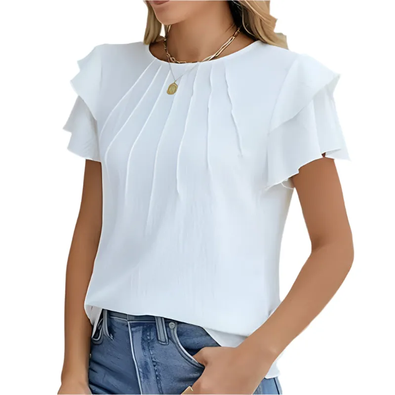 Women's Ruffle Short Sleeve Shirts