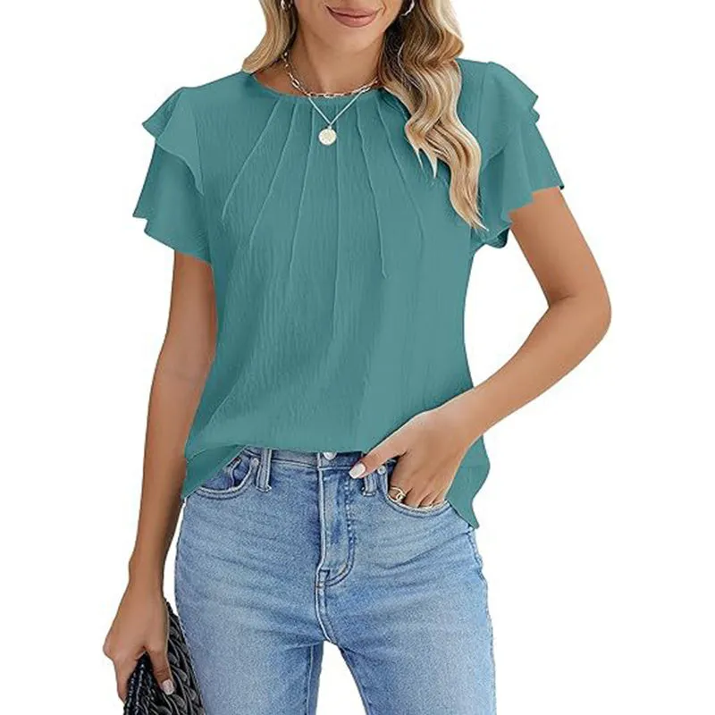 Women's Ruffle Short Sleeve Shirts
