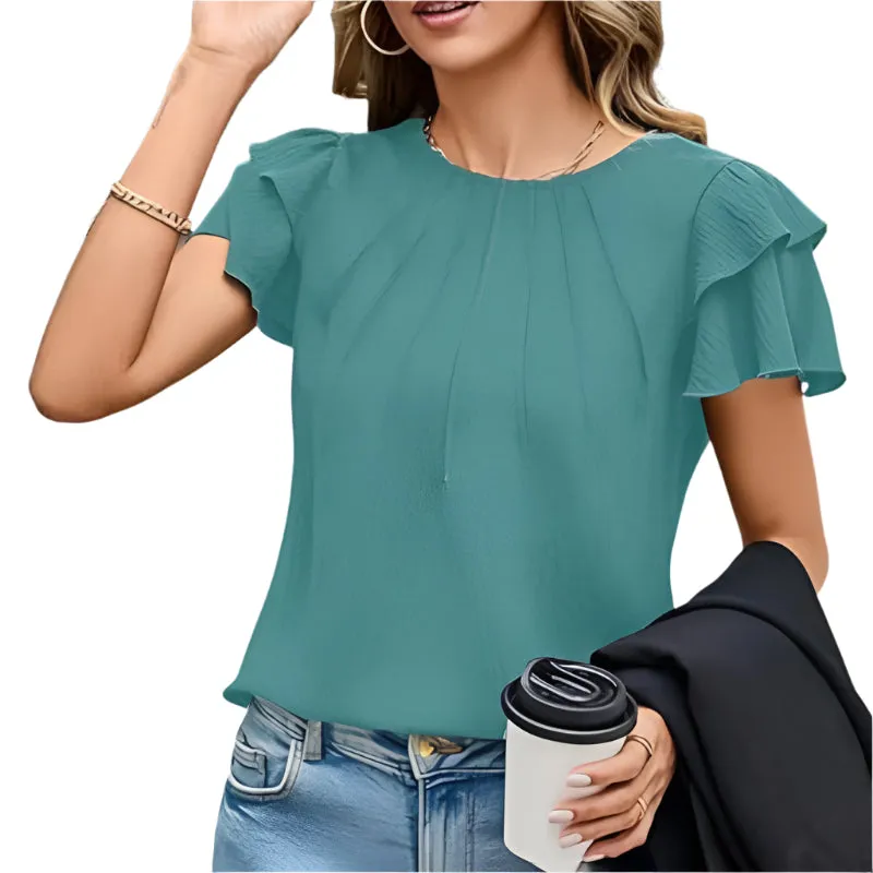 Women's Ruffle Short Sleeve Shirts