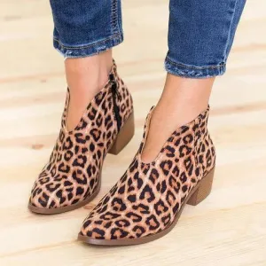Women's Sexy V-Neck Ankle Boots, Fleur Rousse