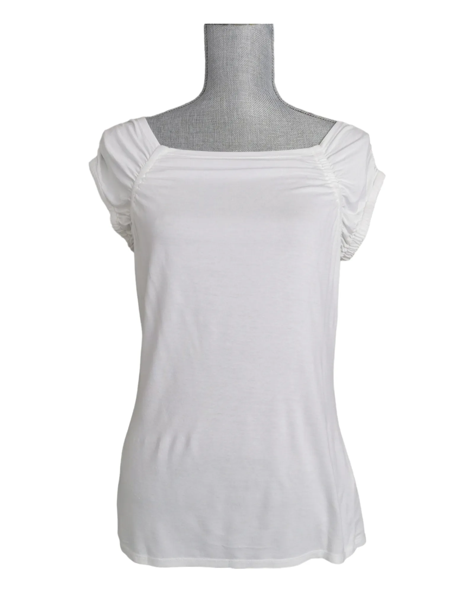 WOMENS SIZE LARGE - RW&CO. White Square Neck, Super Soft T-Shirt EUC B17