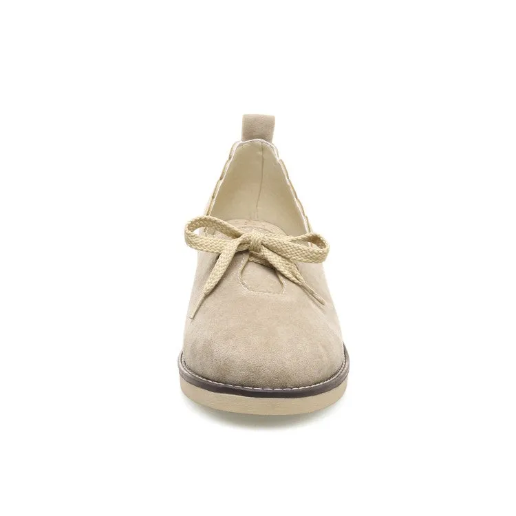 Women's Solid Color Knot Ruffles Low Heel Loafers Shoes