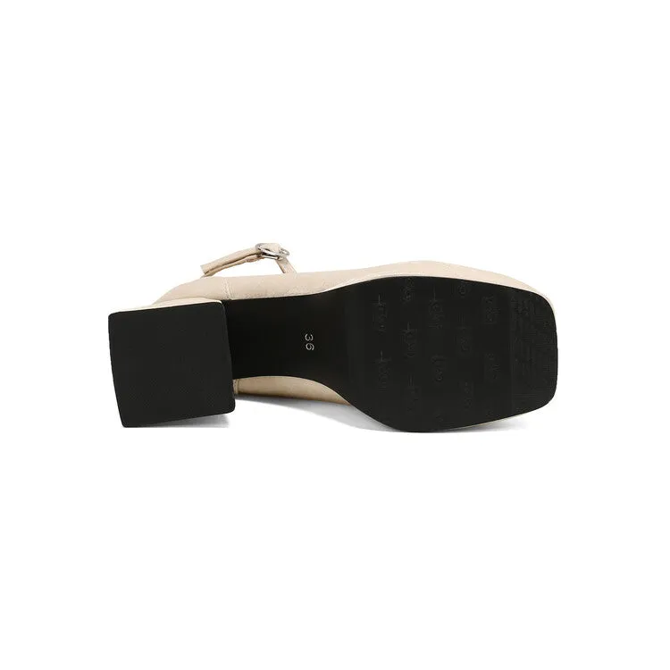 Women's Square Toe Ankle Strap Platform Pumps