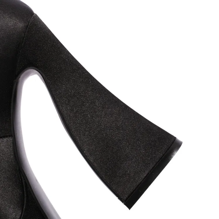 Women's Stain Pointed Toe Straps Buckles Spool Heel Mary Jane Platform Pumps