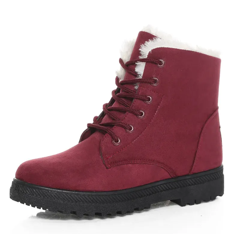 Women's Winter Ankle Boots With Fur Lining Low Rubber Heel Snow Boots