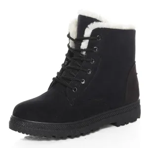 Women's Winter Ankle Boots With Fur Lining Low Rubber Heel Snow Boots