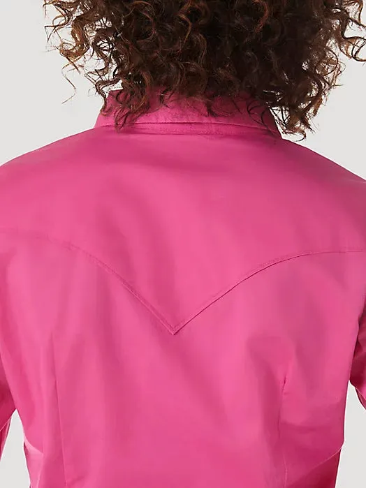 Wrangler Long Sleeve One Point Front & Back Pink Button Up
