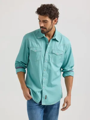 Wrangler Retro Premium Men's Solid Turquoise Snap Western Shirt
