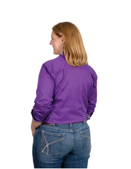 WWLS2374 Just Country Women's Abbey Workshirt Purple And Check