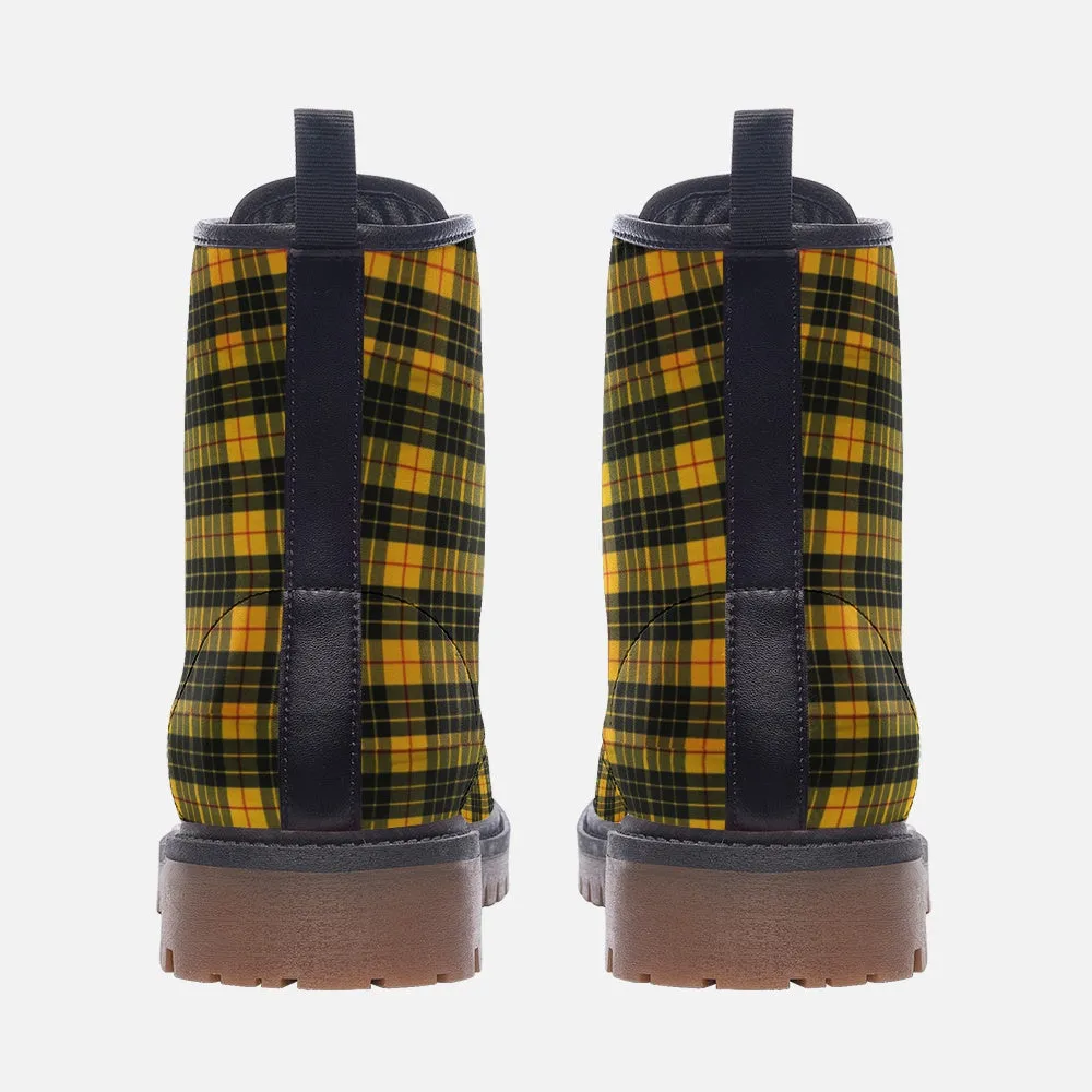 Yellow and Black Plaid Vegan Combat Boots