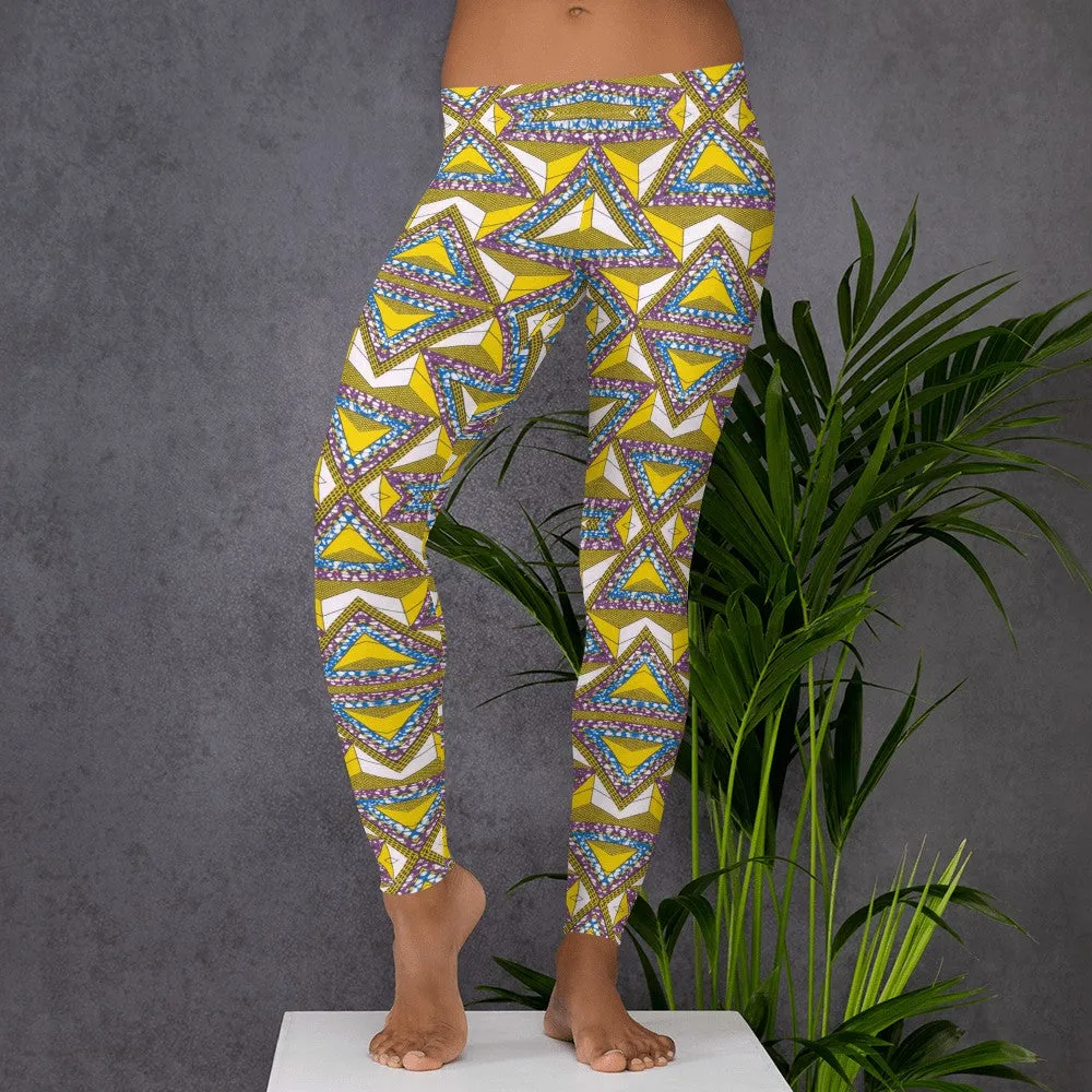 Yellow Purple African print Leggings