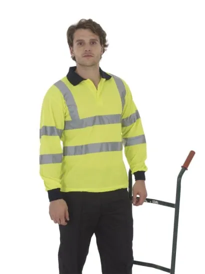 Yoko Hi-Vis 2 Band Long Sleeve Polo Shirt -HVJ310-3M