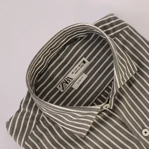 ZR Grey Faded Narrow Stripes Shirt
